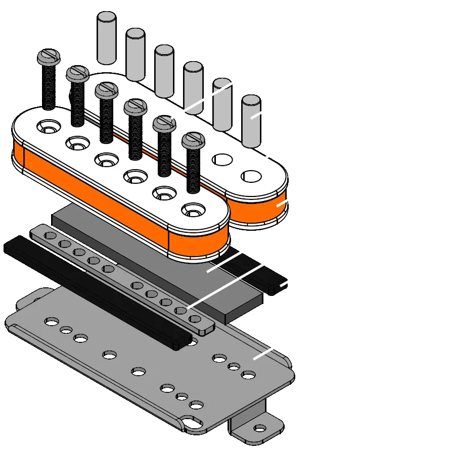 Disassembled Humbucker with named Parts